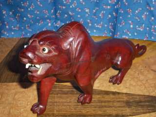 Beautiful Old Wood Carving ?? Possibly Cougar Other Wild Cat 11 7/8 