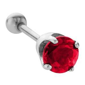    5mm Ruby 14K White Gold Cartilage Helix Stud Earring: Jewelry
