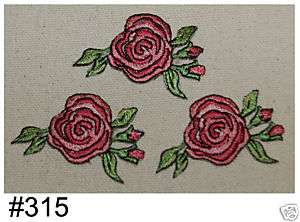 3PCS~ROSES BUDS ROSETTES~IRON ON EMBROIDERED PATCHES  
