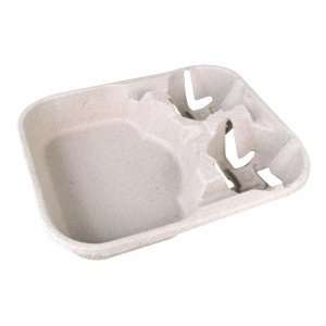 Green Wave Biodegradable 2 Cup Carrier With Tray, (TW TOO 021), Natura 