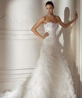 New white/ivory Strapless Applique Autumn wedding dress Wedding Gown 