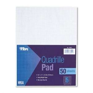 com Quadrille Pads, 5 Squares/inch, 8 1/2 x 11, White, 50 Sheets/Pad 