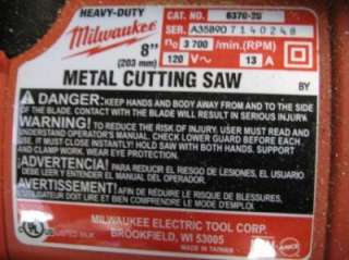 Milwaukee (Corded) Metal Cutting Circular Saw 8in #6370 20  