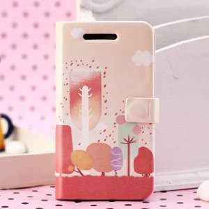  Korea Cute Fashion Wallet Case Cover for iPhone4/4s (trees 