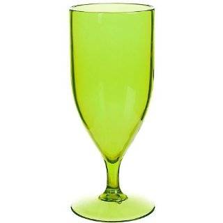    SET OF 4 CUT LUSTER GREEN GLASS WATER GOBLETS