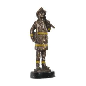  Fireman Dark Patriot Themed Copper Statue, 12 inches H 
