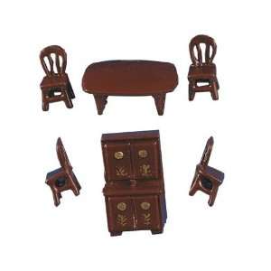 Dollhouse Miniature 1/144 Scale Fancy Brown Dining Room Set  Toys 