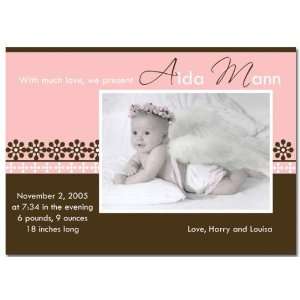  Pink Ornamental Baby Photo Birth Announcements: Office 