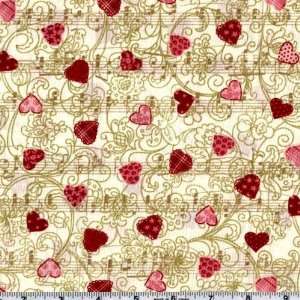   Love Song Heart Scroll Ecru Fabric By The Yard Arts, Crafts & Sewing