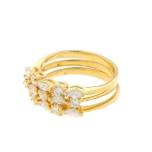    Triple Band Sterling Silver 925 CZ Vermeil Rings , 8 Jewelry