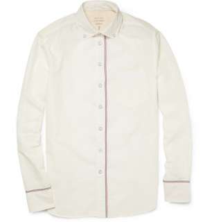   shirts > Plain shirts > Striped Button Down Collar Cotton Shirt