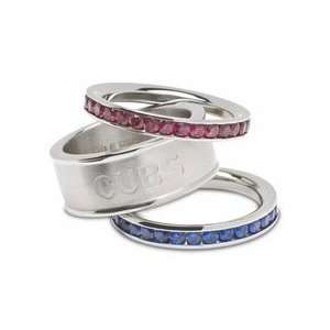  Chicago Cubs Crystal Logo Stacked Ring Set by LogoArt(r 