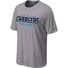   Diego Chargers Sideline Legend Authentic Font Dri FIT T Shirt   Grey