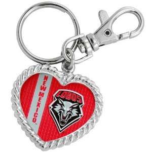  New Mexico Lobos Silvertone Heart Keychain Sports 