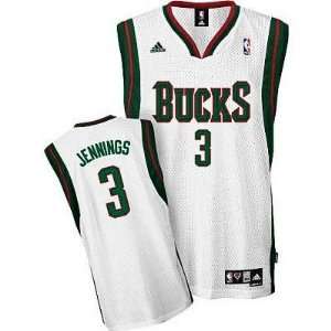 Milwaukee Bucks #3 Brandon Jennings White Jersey:  Sports 