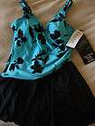 miraclesuit 1 piece black blue swimsuit swimwear aurora swimdress new