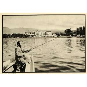  1937 Print Chile Lake Villarica Resort Grace Line Fishing 