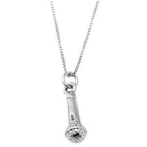  Sterling Silver Singer Microphone Necklace Jewelry