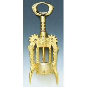Gold Plated Wing Corkscrew Auger Worm with Barrel Base  