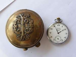 Antique WWI Movado RAILROAD CHRONOMETER pocket watch&brass box  