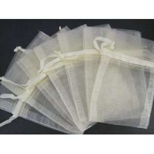  72 IVORY organza favor bags   3x4 