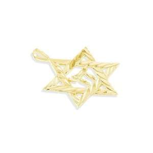  14k Yellow Gold Chai Jewish Star Of David Lucky Pendant 