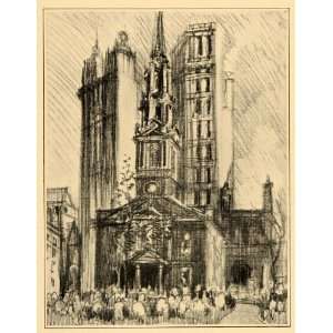  1909 Joseph Pennell St. Pauls Chapel Church NYC Print 