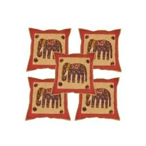 Designer Home Furnishing Cotton Cushion Covers With Elephant Patch 