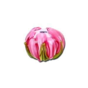  14mm Pink Tulip Round Lampwork Beads Large Hole Arts 