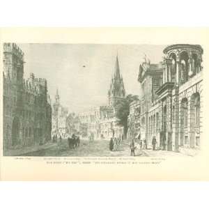  1899 Print High Street in Oxford England 