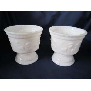  (2) Pair of Vintage Milk Glass Jardiniere Vase Planters 4 