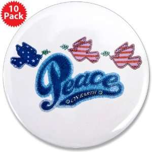   Button (10 Pack) Peace on Earth Birds Symbol 