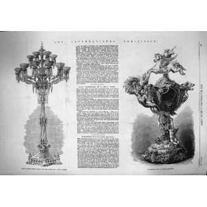  1862 ENAMELLED CUP HARRY EMANUEL GLASS CANDELABRUM