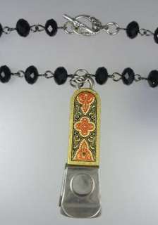 Antique German Guilloche Enamel CIGAR CUTTER Necklace a  