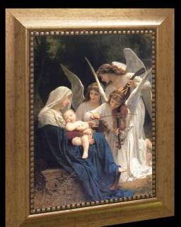 BOUGUEREAU SONG ANGELS FRAMED CANVAS GICLEE REPRO 29x25  