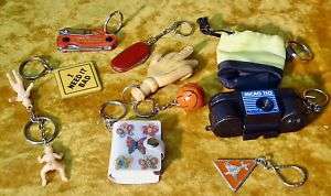 Collection of TEN Vintage Keychains Some Advertising  
