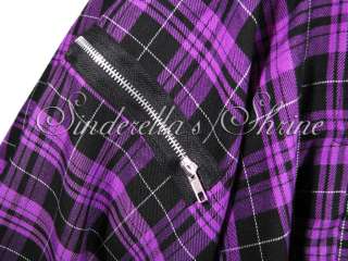 HELL BUNNY 2011 ~ZiPPeR~ Purple Tartan Punk Dress 6 16  