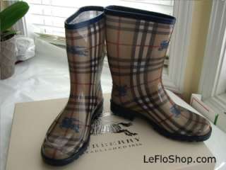 Burberry Womens Haymarket Nova Check Rain Boots size 38  