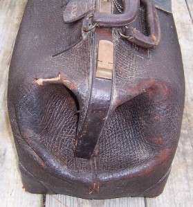Antique Vintage Doctors Bag Brown Leather A.K.M with Skeleton Key 