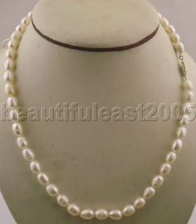Charming 7 8mm white pearl necklace&bracelet sets 925s  