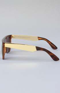 Super Sunglasses The Flat Top Sunglasses in Havana Glitter Gold Legs 