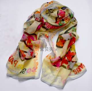   100% Silk Floral Prints Soft Light for Spring Fall Sun Scarf  