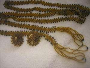 Vintage Crocheted Tassel Lariat Necklace Screw Earrings  