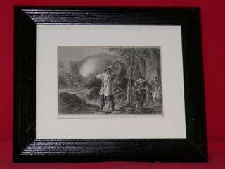 c1860 ENGRAVING NATIVE AMERICAN INDIANS ATTACK SETTLERS  