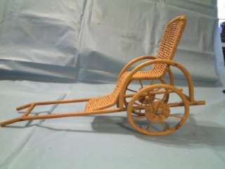 VINTAGE BARBIE DOLL SIZE WICKER RICKSHAW CART WITH LOUNGER SEAT  