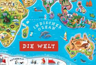   Weltkarte Kinder Puzzle Deutsch Holz Neu 3700217354909  