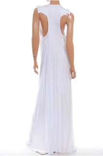 BCBG RUNWAY WHITE JERSEY EMBELLISHED LONG DRESS EEG6I518 $508 SZ. M 