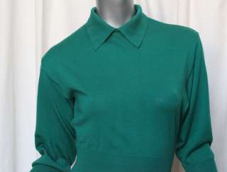   Vintage Green Knit Sweater Bodysuit Button Back Top Blouse M  