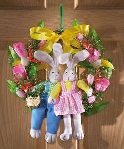 ADORABLE FIBER OPTIC LIGHTED EASTER DOOR OR WALL WREATH WITH CUTE 