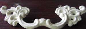 Rustic White Shabby Cast Iron French Drawer Pull 3.5cc 7 overall 